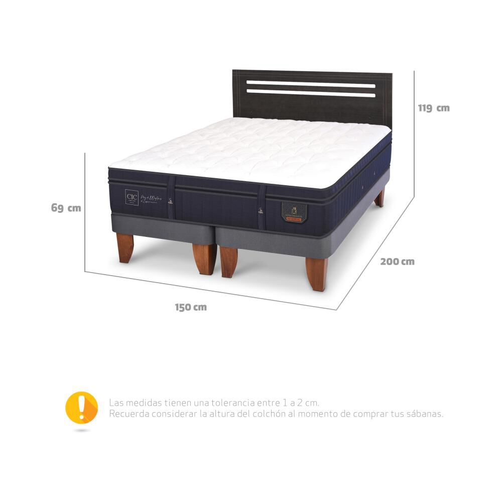 Cama Europea Cic Super Premium / 2 Plazas / Base Dividida + Respaldo image number 6.0