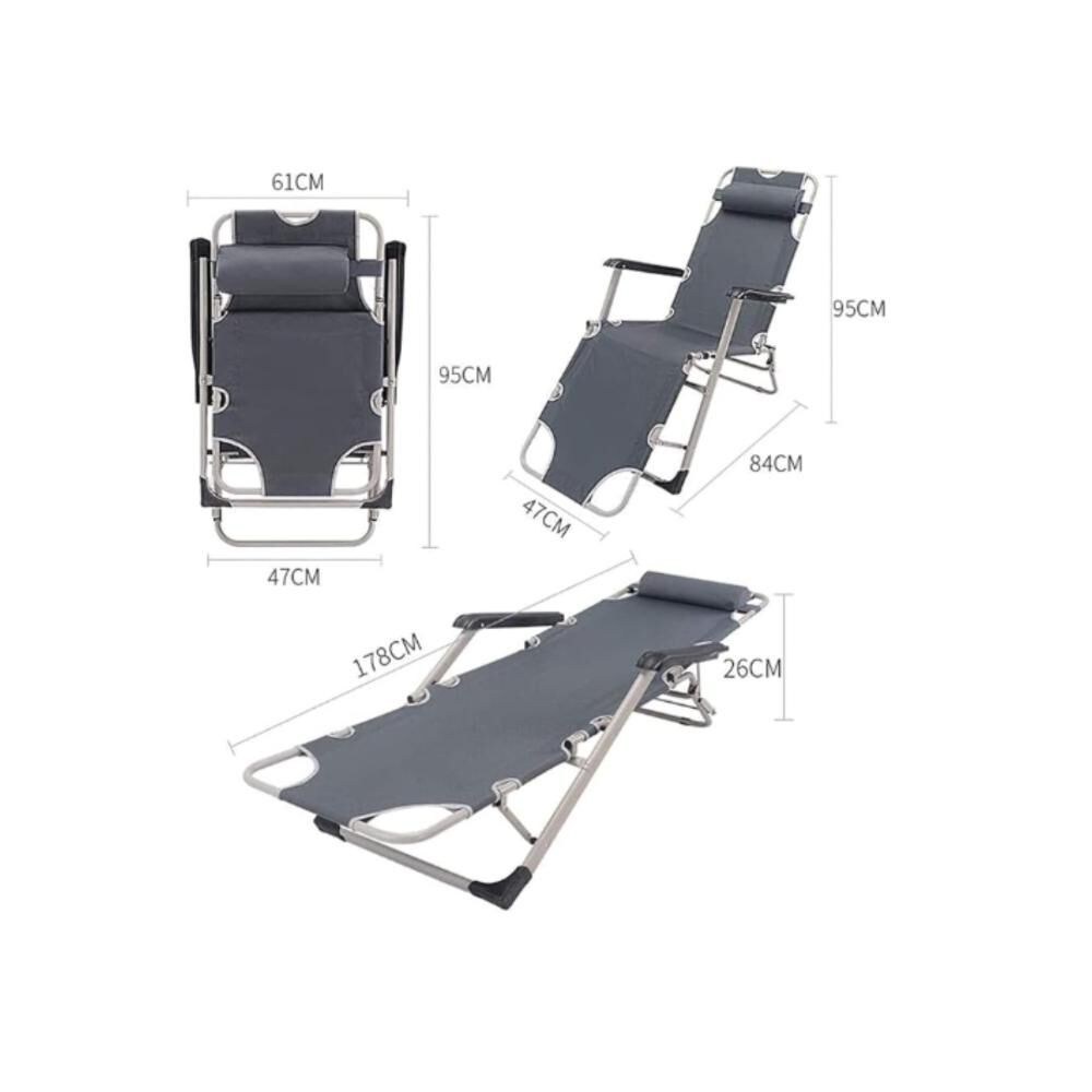 Silla De Camping Plegable Cama Reclinable Reposera Portátil image number 16.0