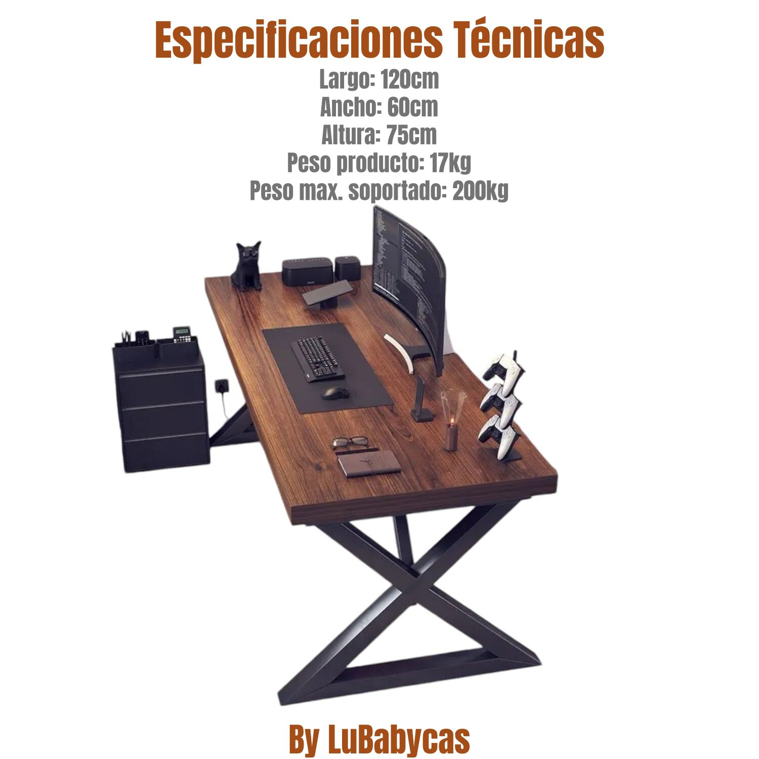 Escritorio Mesa Comedor Gamer Rain 120*60*75cm Lubabycas image number 7.0