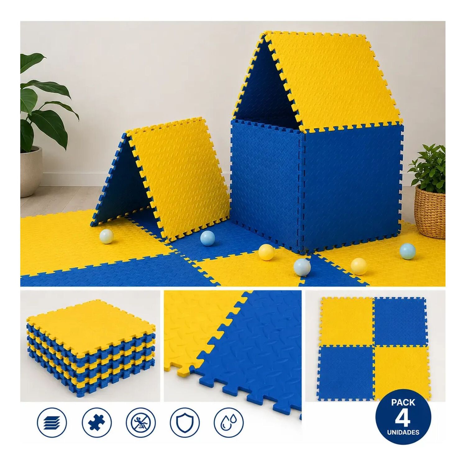 Pack X4 Tatami Piso Goma Eva 50x50x2 Alfombra Ejercicio image number 9.0