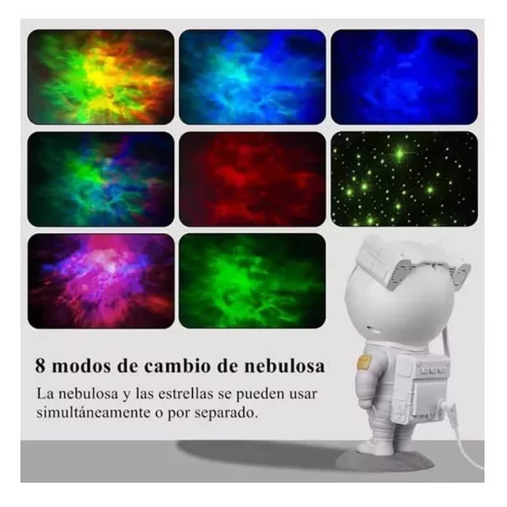 Proyector De Estrella Galaxia Astronautas Lampara De Noche Color De La Estructura Blanco image number 4.0