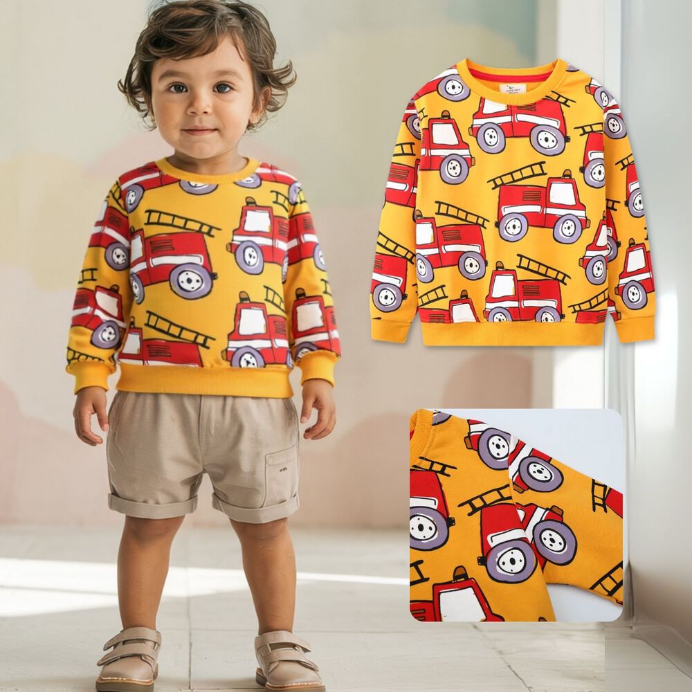 Poler&oacute;n Ni&ntilde;o Manga Larga 100% Algod&oacute;n Amarillo Bomberos image number 0.0