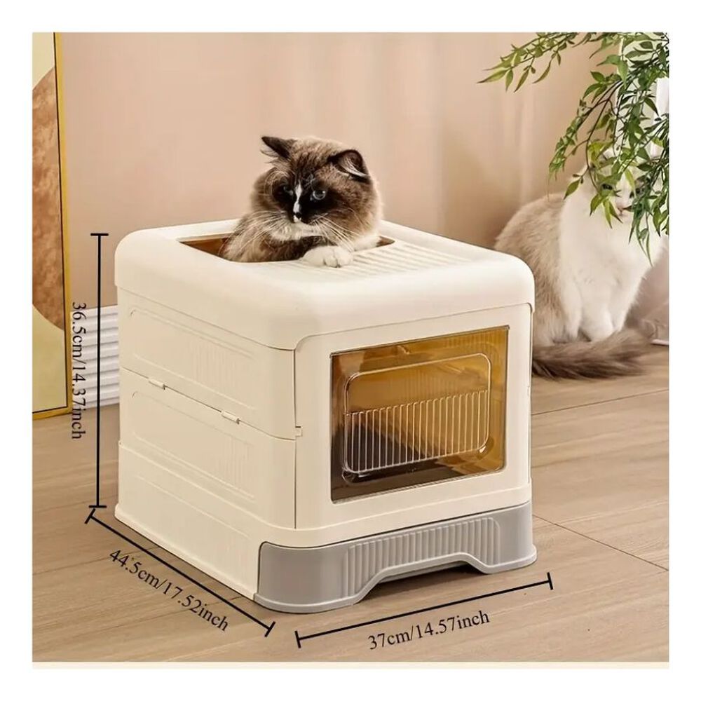 Arenero Para Gatos Plegable Con Entrada Superiorgris image number 3.0