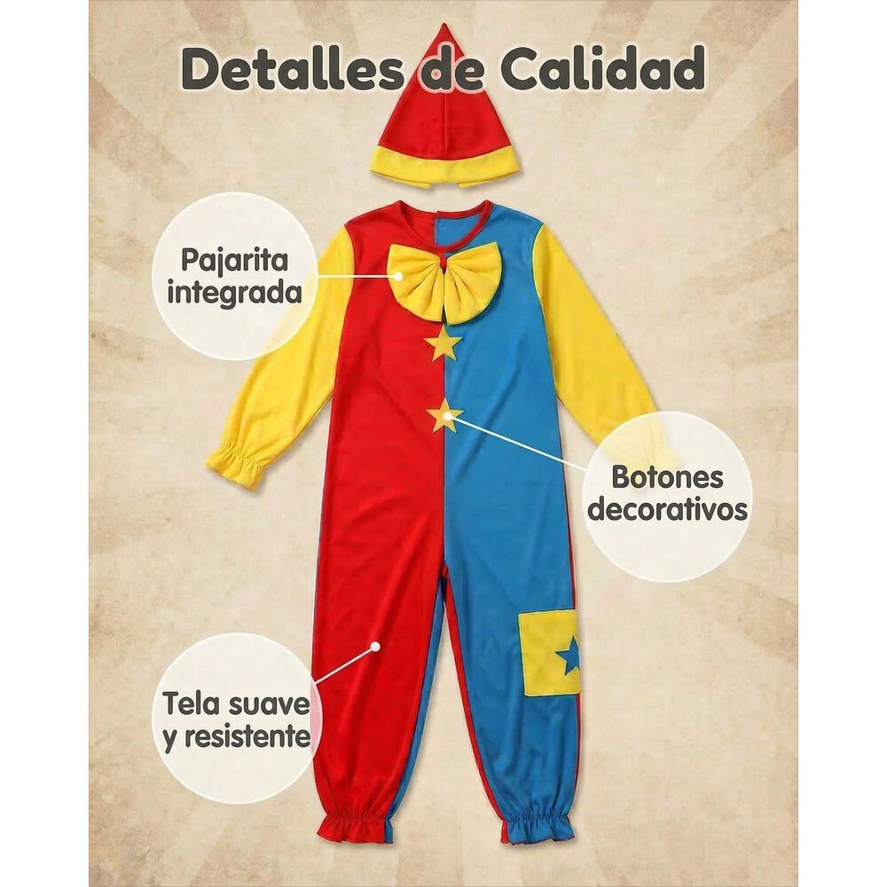 Disfraz Cosplay Payaso Buf&oacute;n Ni&ntilde;o image number 5.0