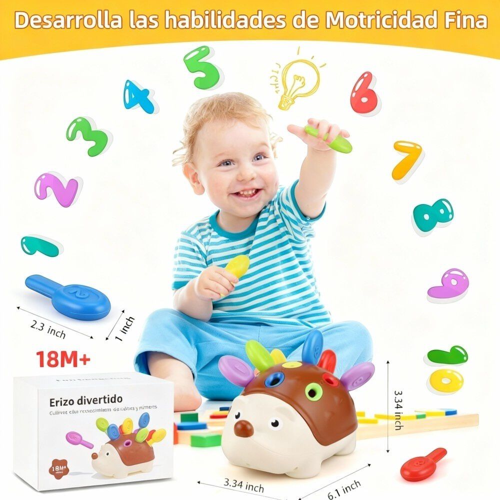 Juguete Montessori Encaje Erizo Para Ni&ntilde;os image number 5.0
