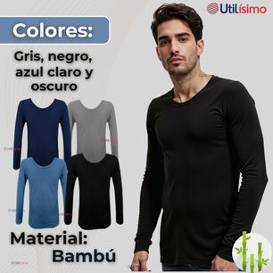 Pack 6 Camiseta Hombre Bamb&uacute; Manga Larga Primera Capa Polera