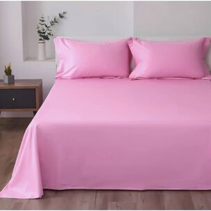 Juego De S&aacute;bana King Poli Algod&oacute;n - 4 Piezas Rosa