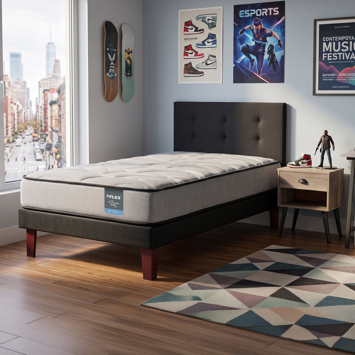 Cama Europea Flex Dream Dual / 1.5 Plazas + Set De Maderas image number 1.0