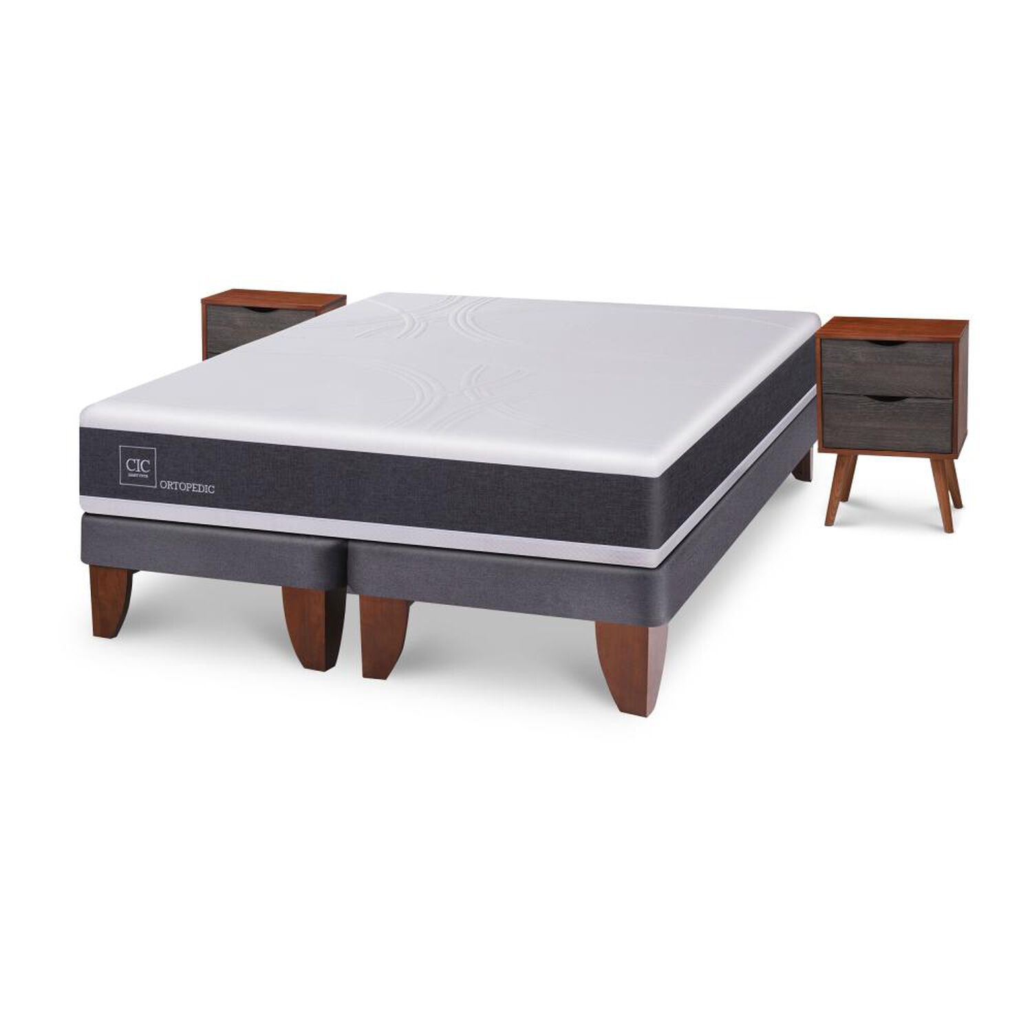 Cama Europea Cic New Ortopedic / 2 Plazas / Base Dividida + Velador image number 1.0