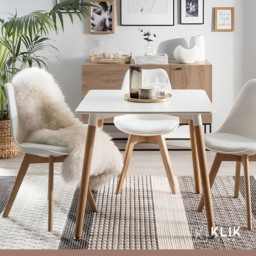 Comedor Mesa Cuadrada Blanca + 4 Sillas Tulip Acolchadas Blancas image number 7.0