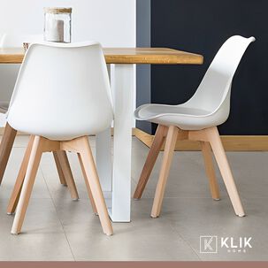 Comedor Mesa De Vidrio N&oacute;rdica 140x90 Cm + 6 Sillas Tulip Blancas