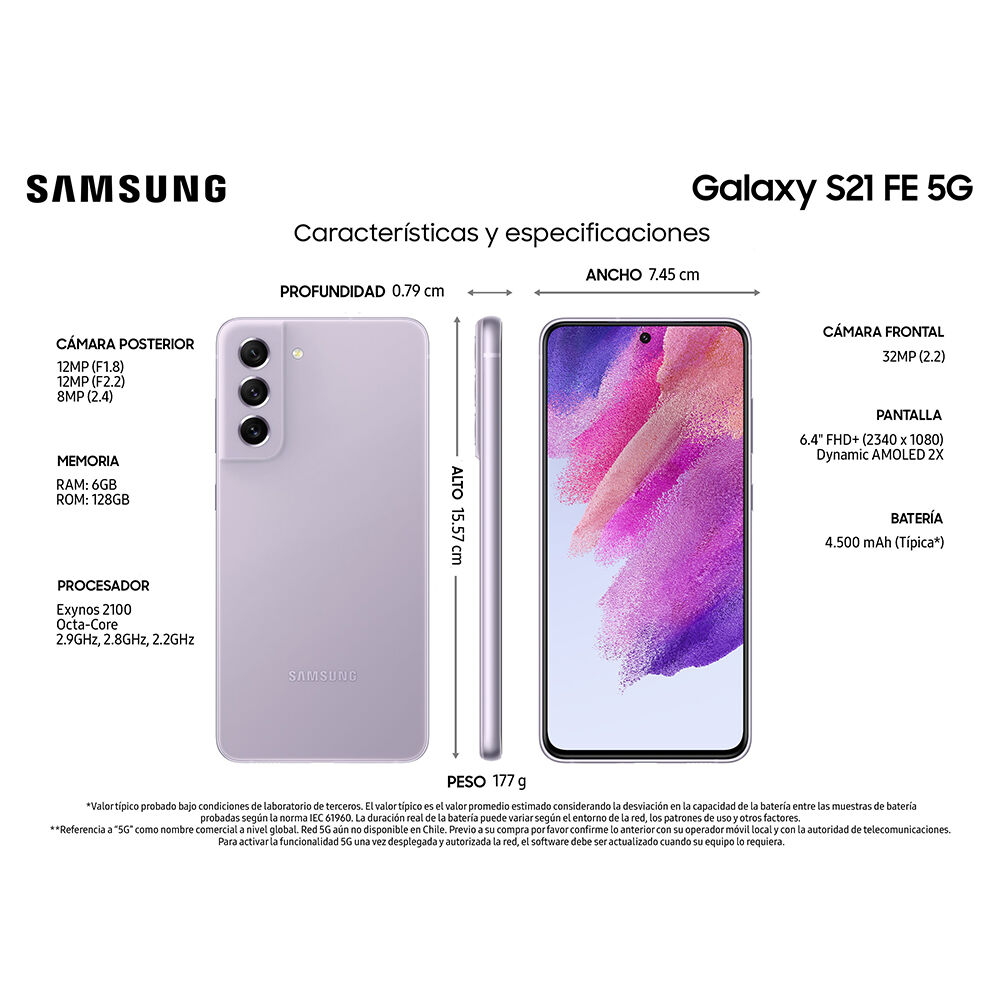 Smartphone Samsung Galaxy S21 FE 128GB LIGHT VIOLET + Galaxy Watch4 40 mm Silver image number 3.0
