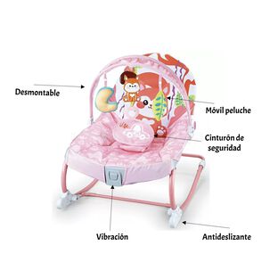 Mecedora Bebé Silla Nido Musical Vibración Rosada Lubabycas