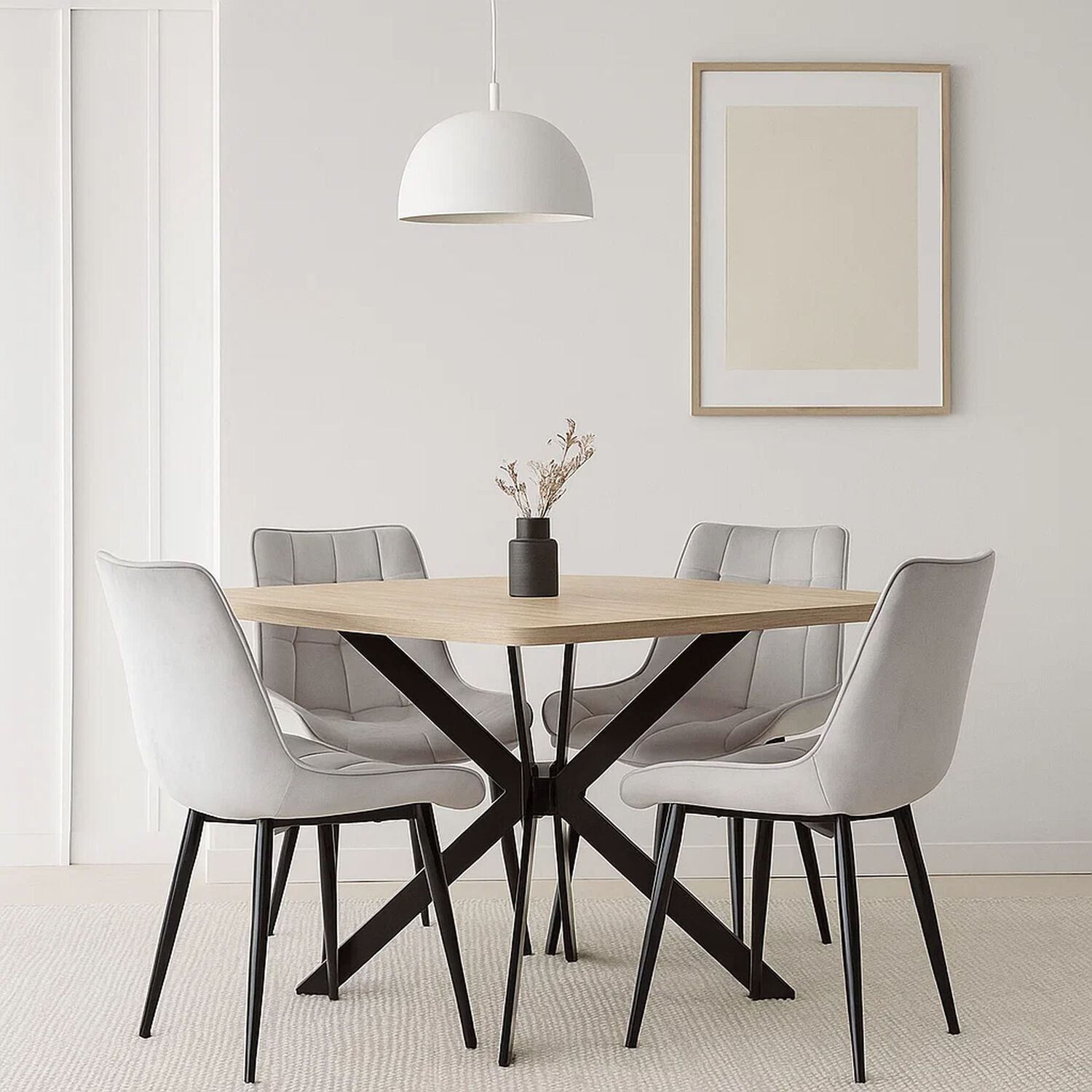 Pack De 4 Sillas De Comedor Macron Acolchada Terciopelo - Gris image number 1.0