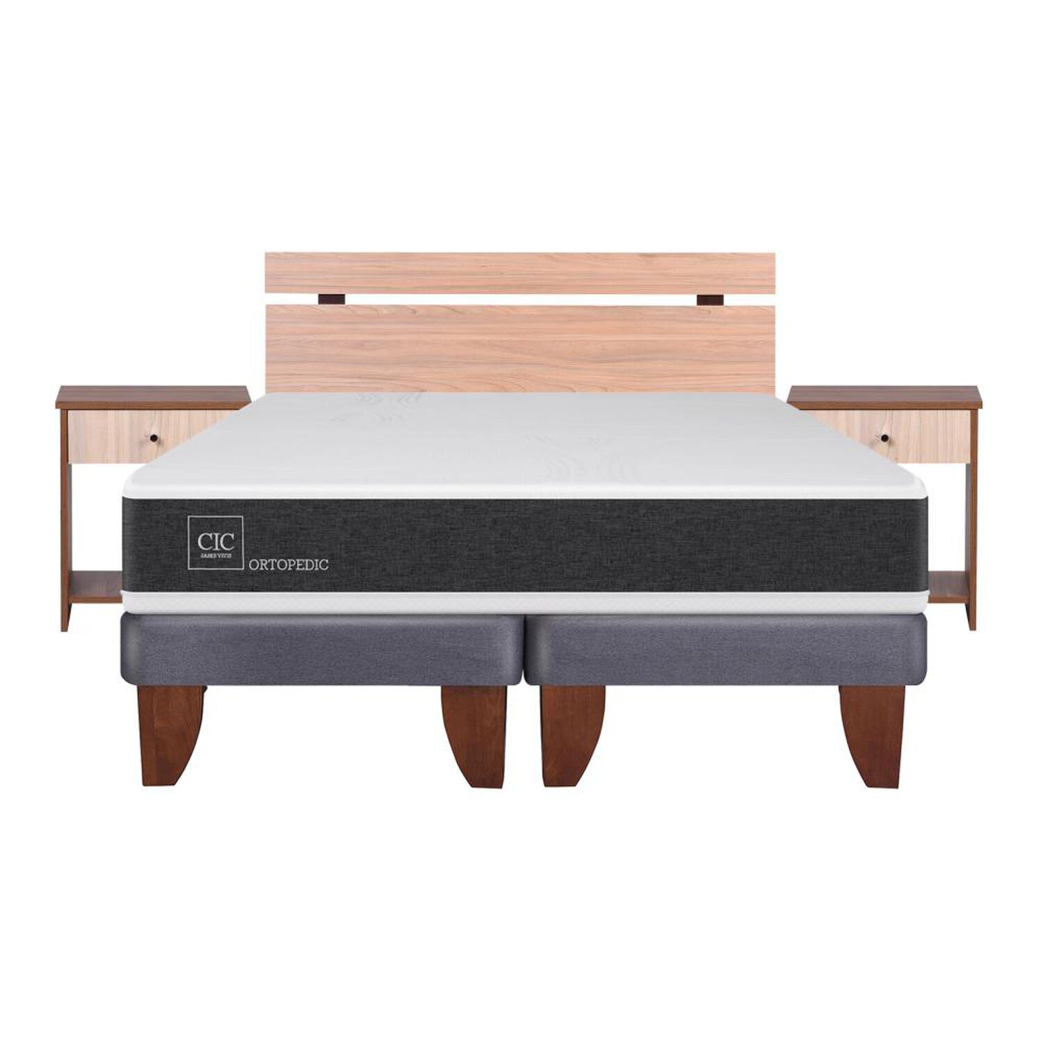 Cama Europea Cic Europea Ortopedic / 2 Plazas / Base Dividida + Set De Maderas image number 0.0