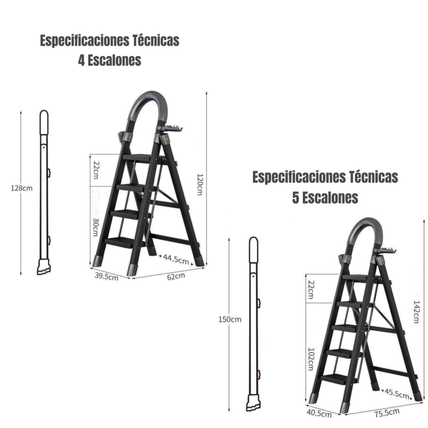 Escalera De Acero Plegable Con 5 Escalones By Lubabycas image number 7.0