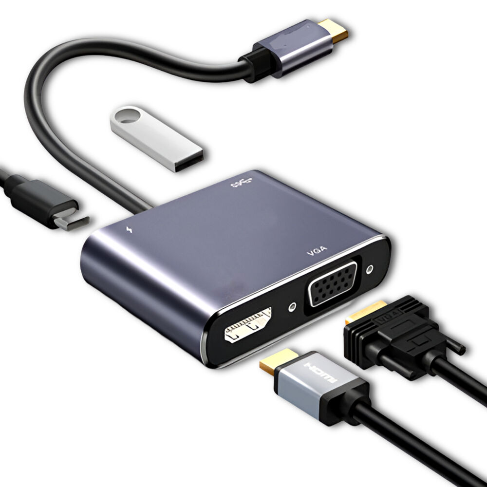 Hub Adaptador 4 En 1 Type-c A Hdmi 4k + Vga + Usb 3.0+ Usb C image number 9.0