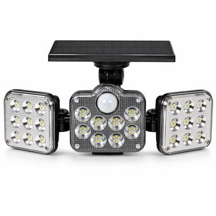 Luz Solar Foco Triple Cabezal Con Sensor De Movimientos