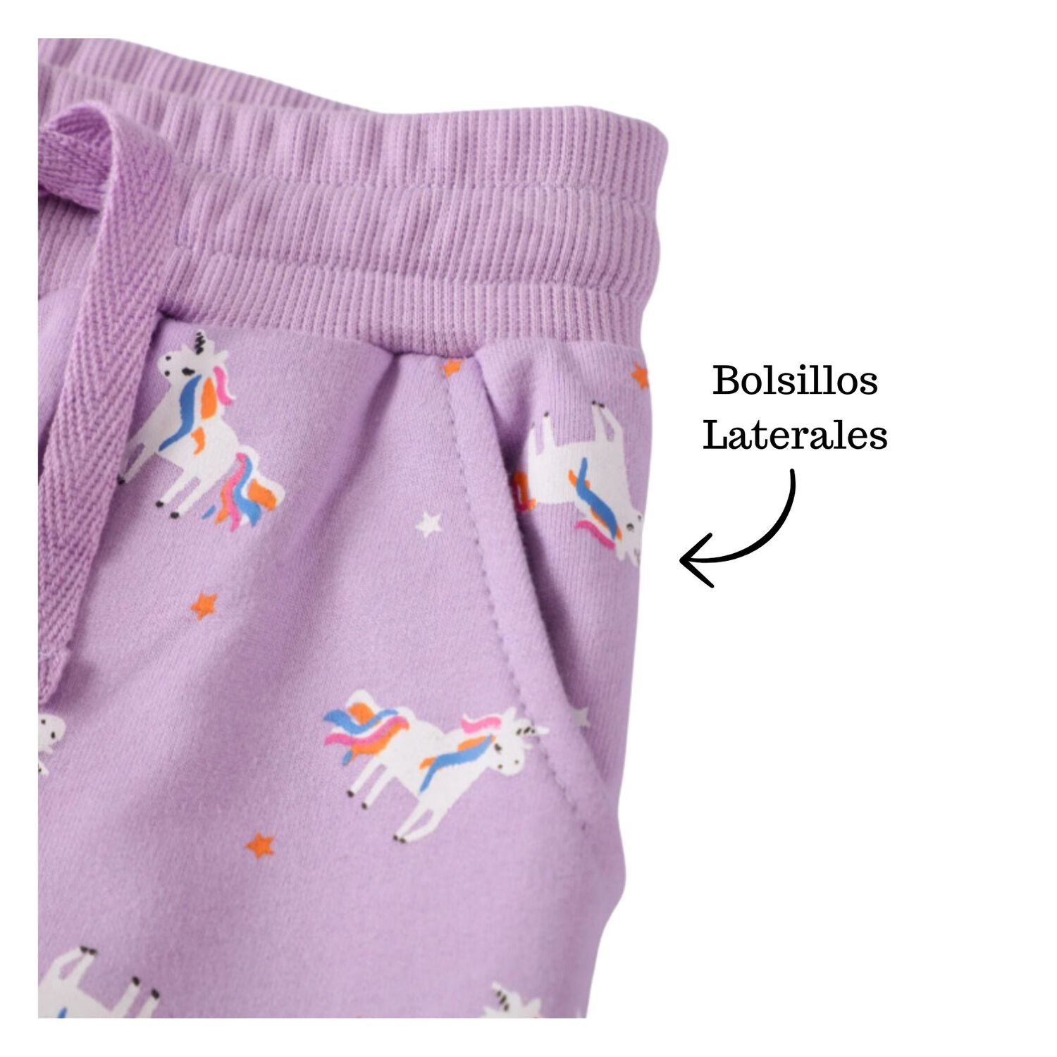 Pantal&oacute;n Buzo Ni&ntilde;a 100% Algod&oacute;n Lila Unicornios image number 2.0