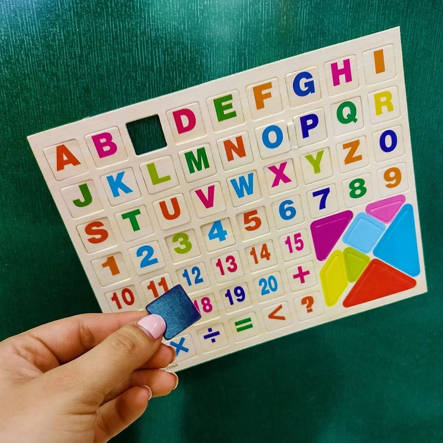 Tablero Magnetico Abecedario Numeros Tangram Ni&ntilde;os Madera image number 4.0