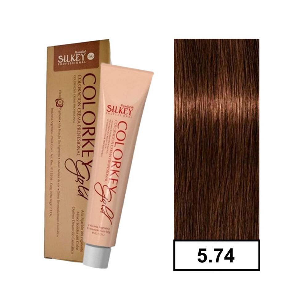 Colorkey Gold - Tintura Permanente Efecto 3d Pigment 60gr + Oxidante - 5.74 Castaño Claro Marrón Cobrizo image number 0.0