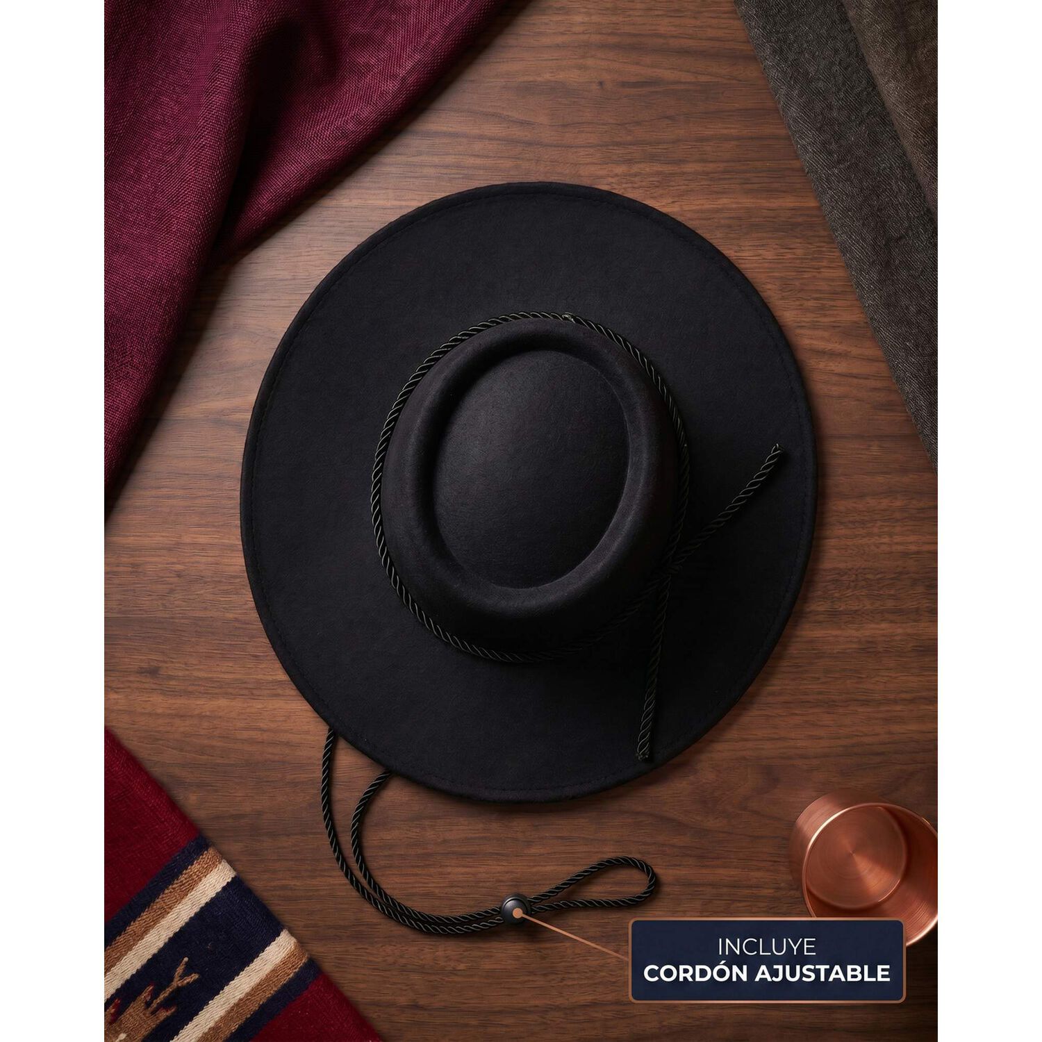 Sombrero Huaso Elegante Adulto Fiestas Patrias image number 5.0