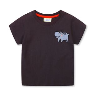 Polera Ni&ntilde;o Algod&oacute;n Manga Corta Jump Kids Hipop&oacute;tamo Divertido 2 A 7 A&ntilde;os