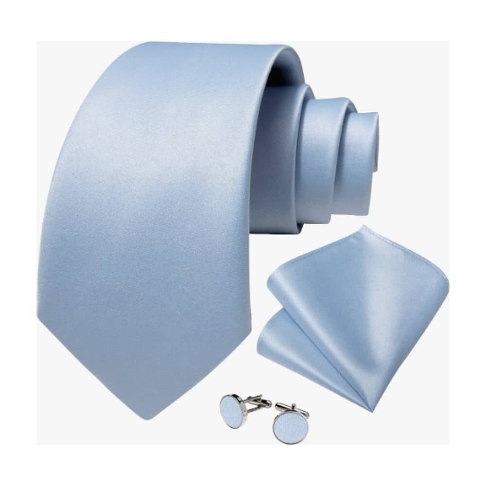 Corbatas Seda Hombres, Pa&ntilde;o Y Colleras Cielo image number 1.0