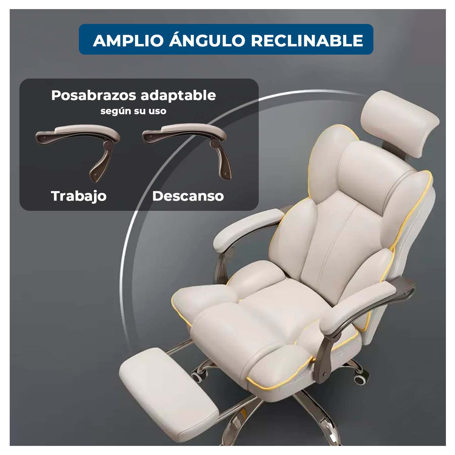 Silla Gamer Ergon&oacute;mica Reclinable Con Reposapi&eacute;s Y Altura Ajustable image number 3.0
