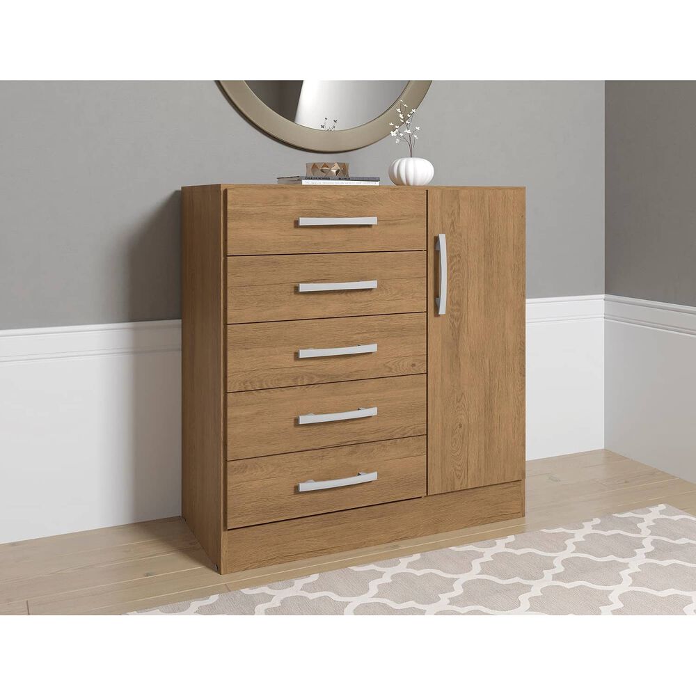 C&oacute;moda Yardas Beatriz Nogal 5 Cajones 1 Puerta image number 1.0