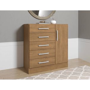 C&oacute;moda Yardas Beatriz Nogal 5 Cajones 1 Puerta