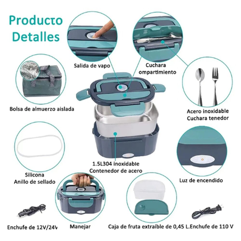 Lonchera Electrica Aluminio Térmica Calentador Portatil image number 1.0