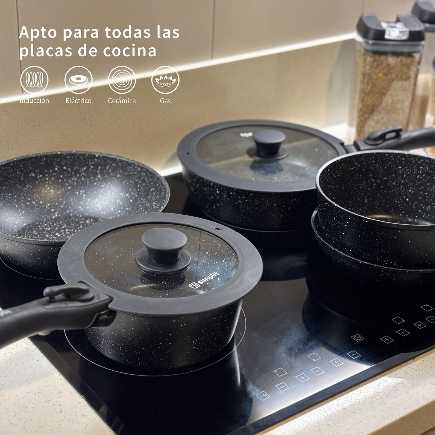 Bater&iacute;a De Cocina Antiadherente Oxford Granito 15pcs Simplit image number 4.0