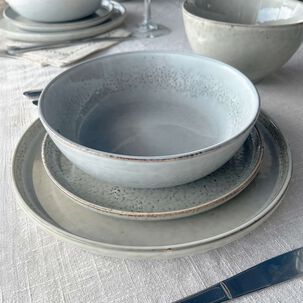 Set 6 Platos Redondo Ceramica 27 Cm Gris Linea Oslo