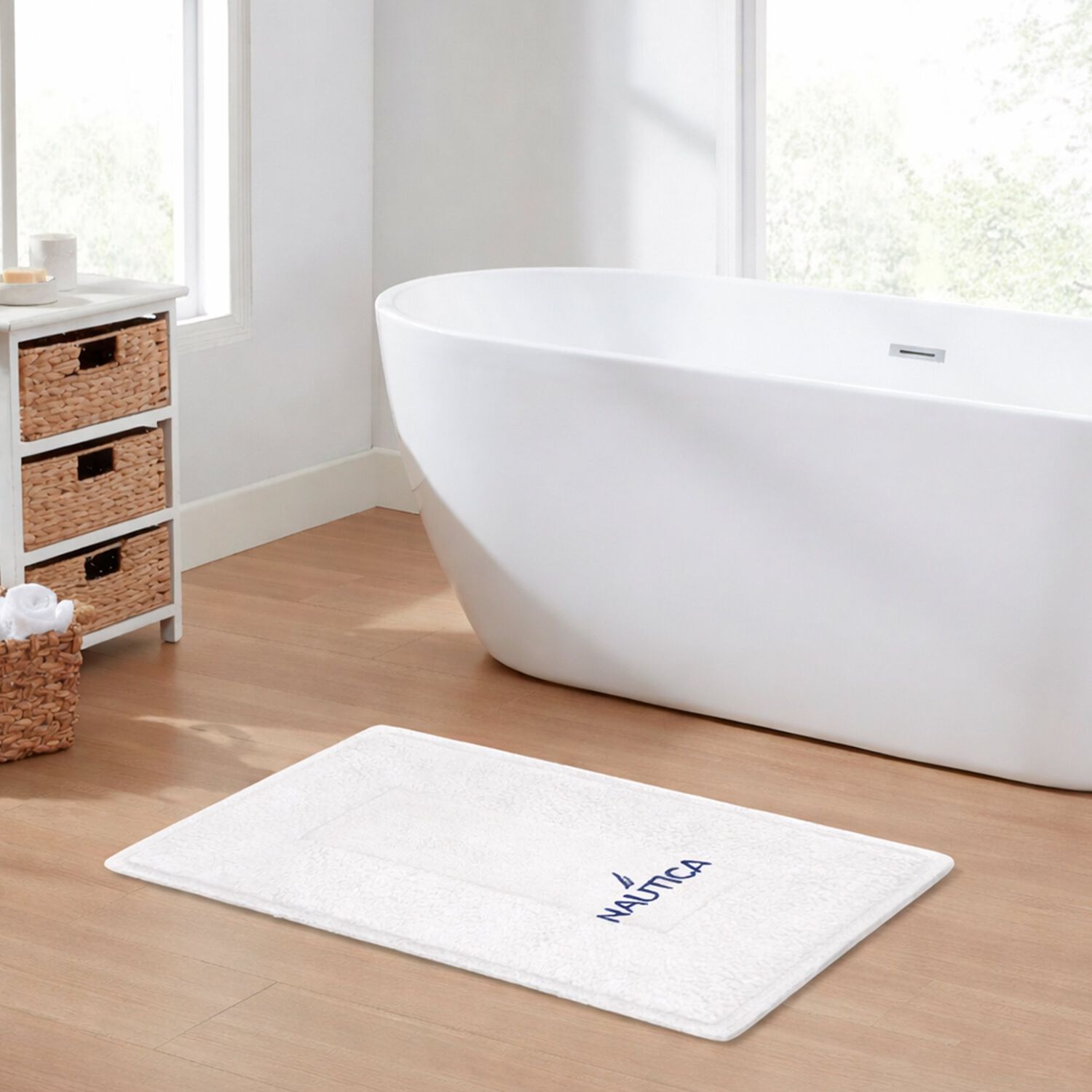 Alfombra De Ba&ntilde;o Gozo Nautica Home Algod&oacute;n Absorbente 50x80cm Blanco image number 1.0