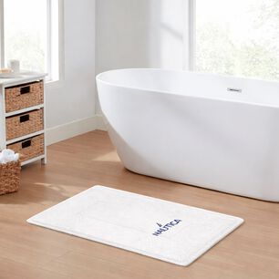 Alfombra De Ba&ntilde;o Gozo Nautica Home Algod&oacute;n Absorbente 50x80cm Blanco