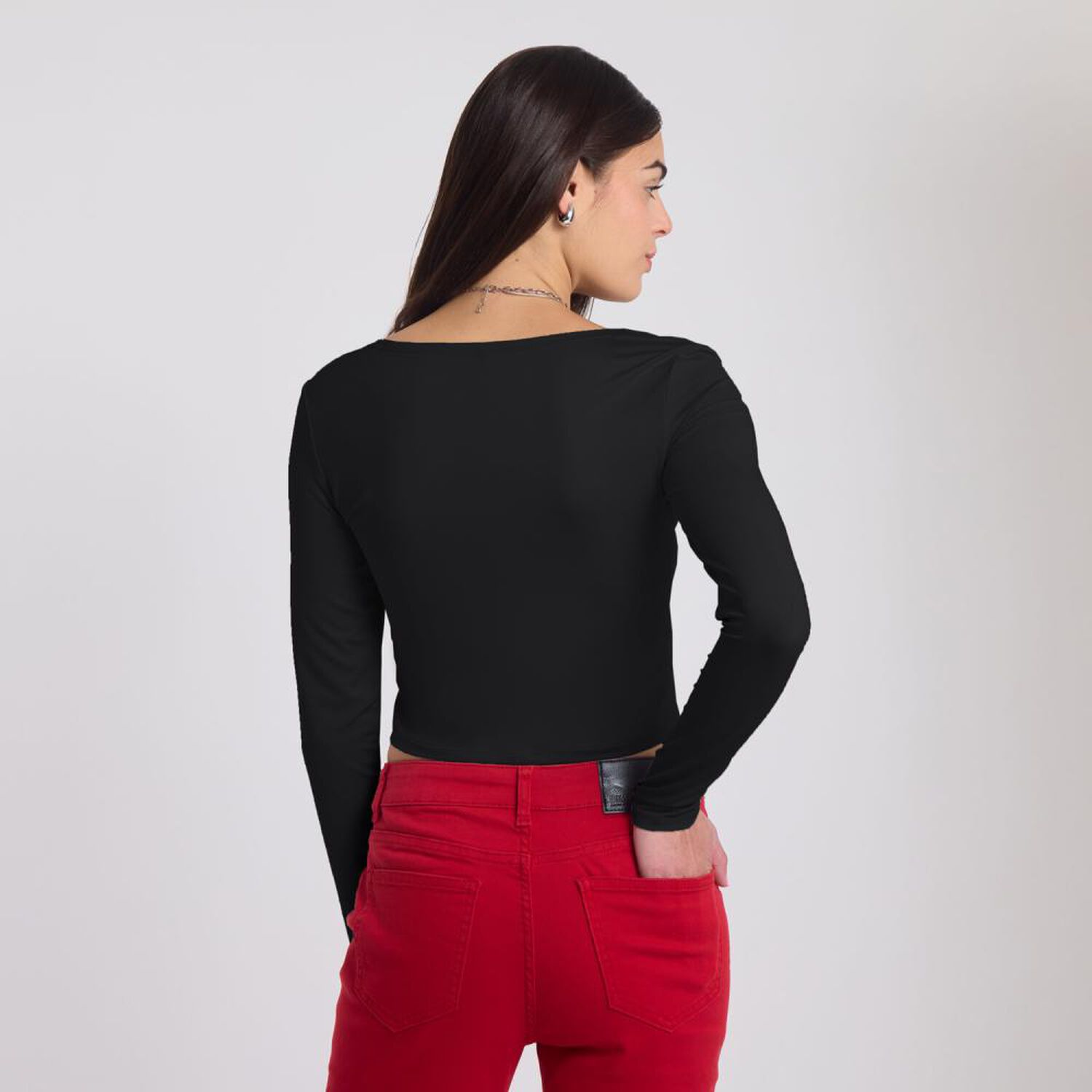 Polera Crop Manga Larga Cuello Cuadrado Mujer Rolly Go image number 1.0