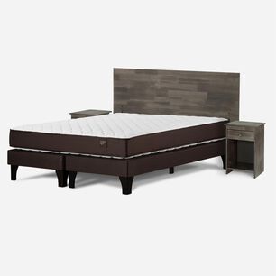 Cama Europea Rosen Ergo T / 2 Plazas / Base Dividida + Set De Maderas Tabor Grafito