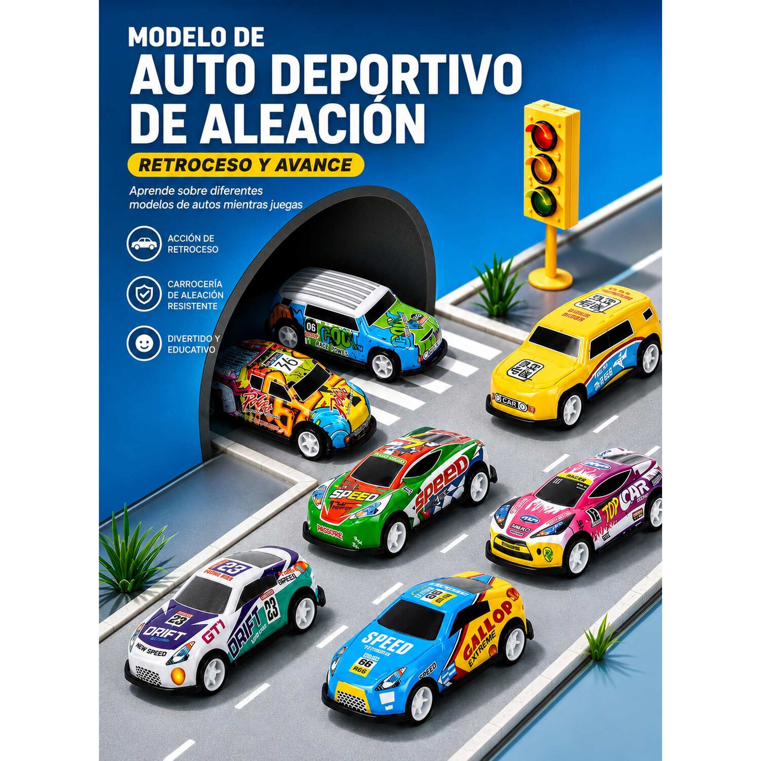 Set 50 Autos Juguete Retr&aacute;ctiles Aleaci&oacute;n Modelos Surtidos image number 2.0