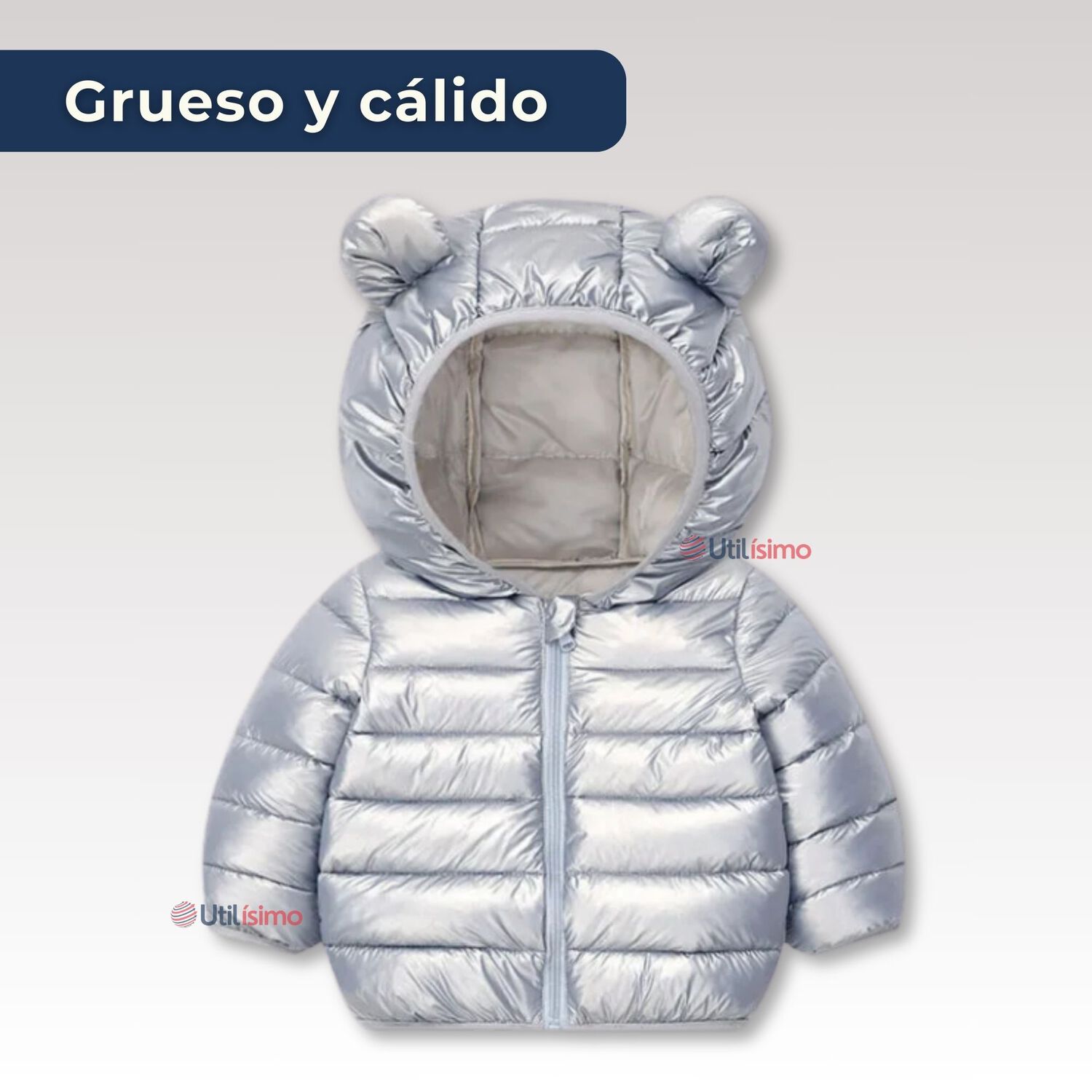 Parka Con Capucha Manga Larga Ni&ntilde;o Y Ni&ntilde;a Jump Kids Metallic Gray image number 3.0