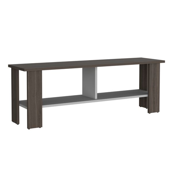 Rack Tv 50" Con 2 Repisas Fm-031o Caf&eacute; Oscuro Y Blanco