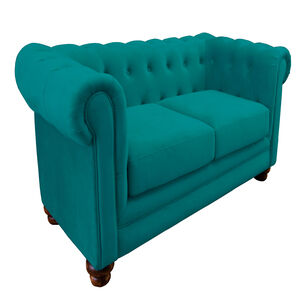 Sofa Florencia 3 Cuerpos Tela Velvet Turquesa
