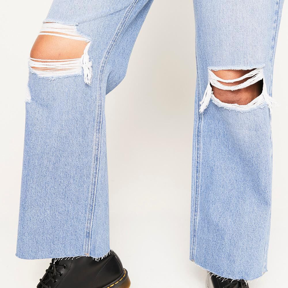 Jeans Con Roturas Tiro Alto Recto Mujer Rolly Go image number 5.0