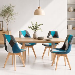 Pack De 4 Sillas Patchwork Wood Celeste