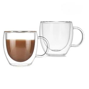 Set 2 Mugs Vidrio Doble Pared 250 Ml