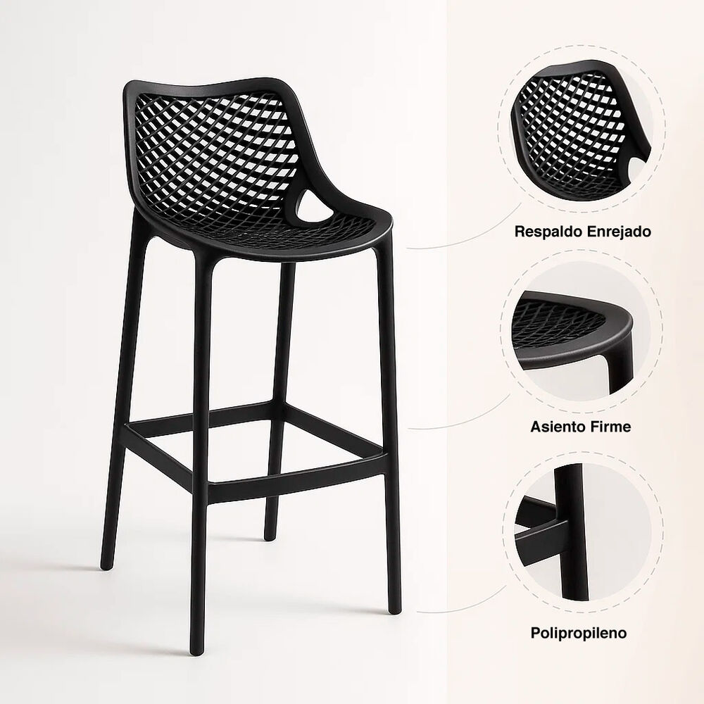 Taburete Piso De Bar Terraza Exterior Air Berl&iacute;n - Negro image number 4.0