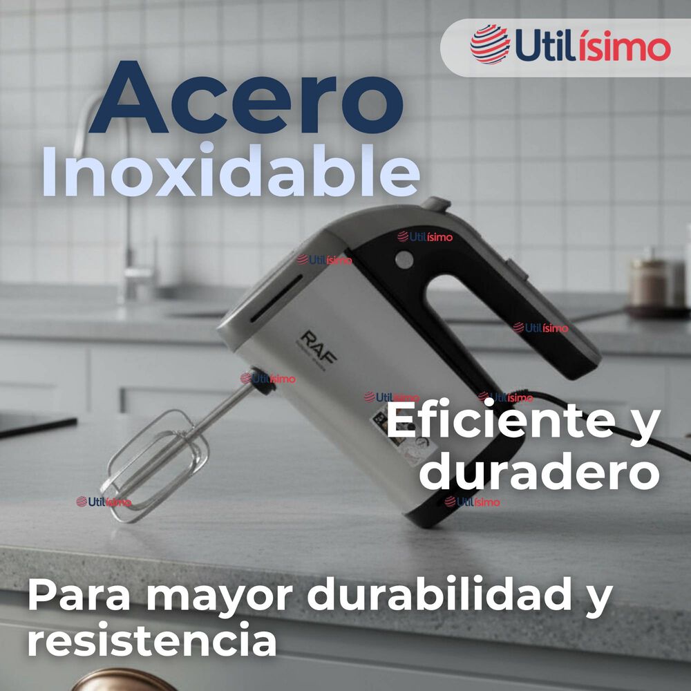 Batidora Electrica 5 Velocidades De Mano Raf Acero Inoxidable Mutifuncional image number 2.0