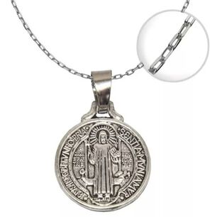 Colgante Medalla San Benito Cadena + Cajita / Todojoyas