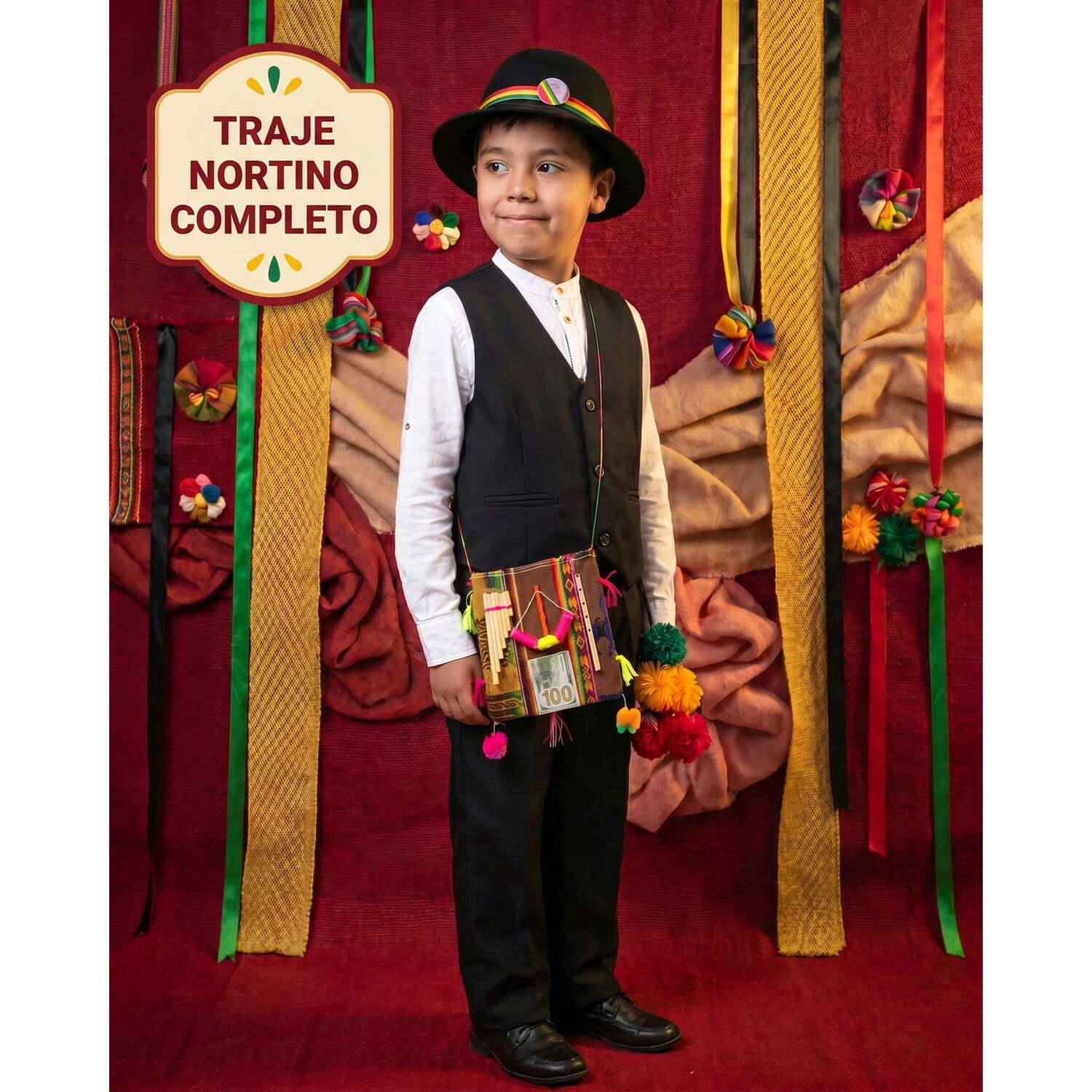 Traje Trote Nortino Completo Falda Y Punta Baile Para Ni&ntilde;a image number 21.0