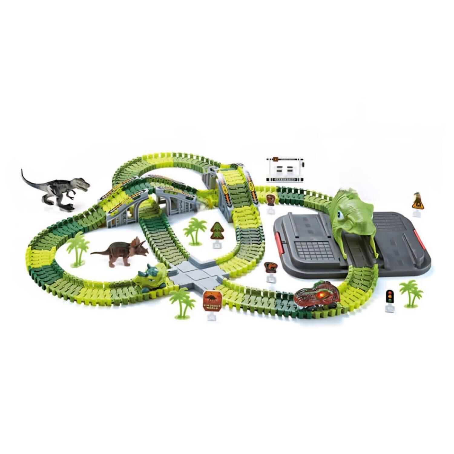 Juguete Pista De Dinosaurios Flexible 247pzas Verde Infantil image number 0.0